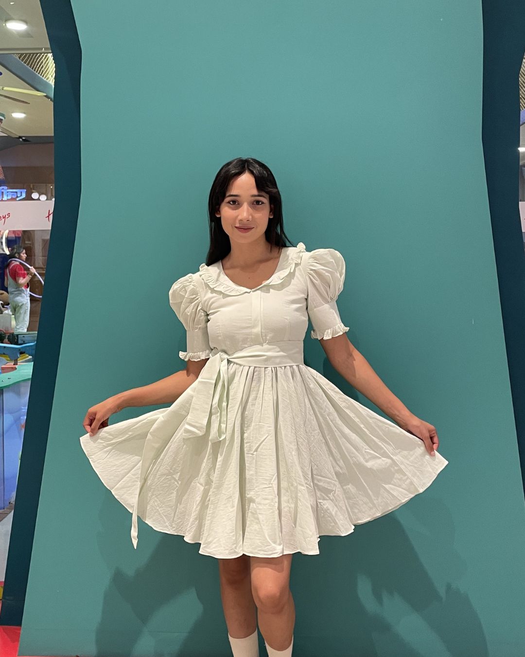 vintage pale blue dress Soft Blue Lace Collar Puff Sleeve Dress – Elegant Vintage Fairytale Look Blue / S