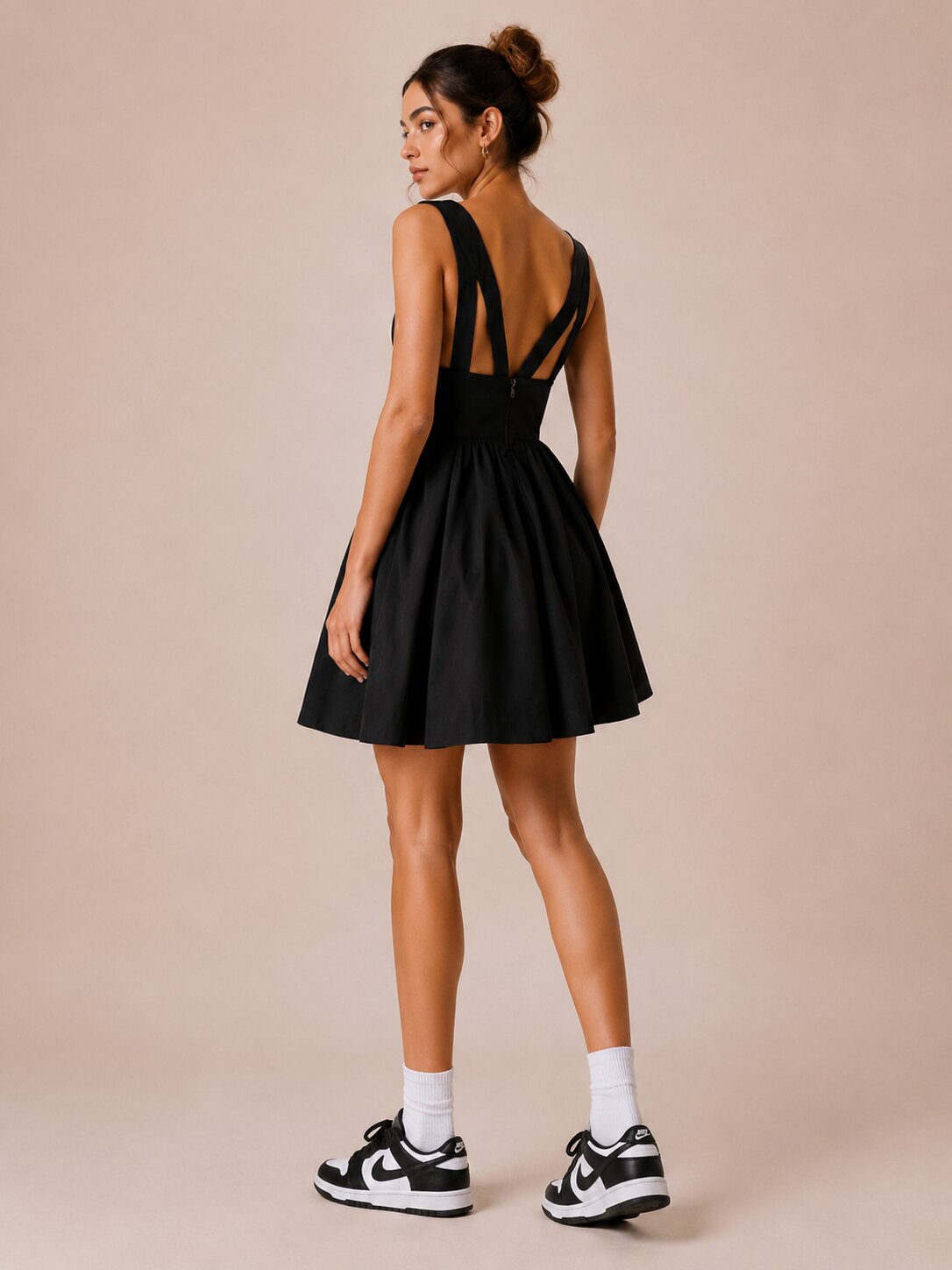 Black Cross Back Fit & Flare Mini Dress