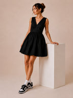 Black Cross Back Fit & Flare Mini Dress