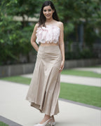 Rosé Ruffle Cotton Satin Tube Top