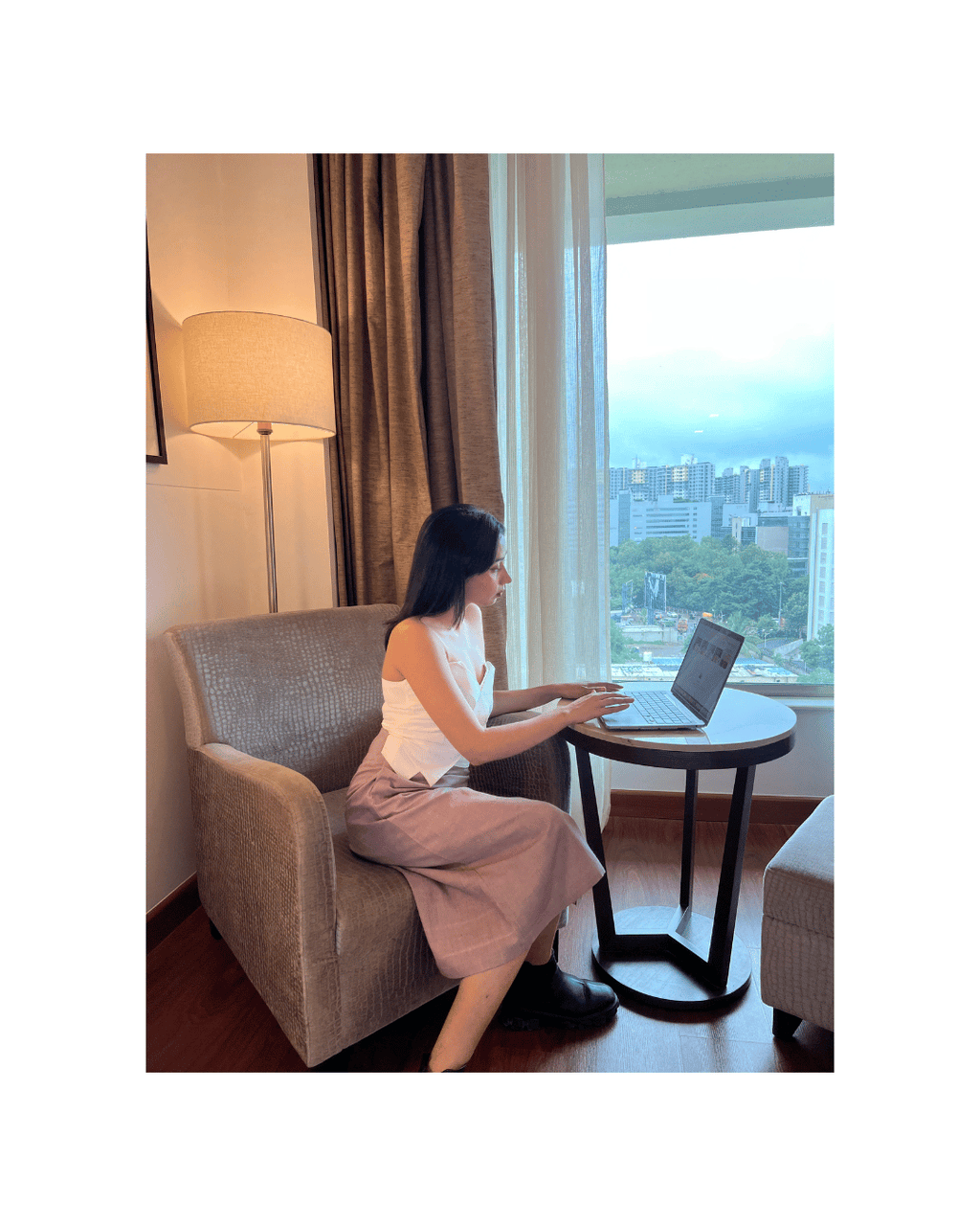 White Tube Top with Pencil Khadi Skirt