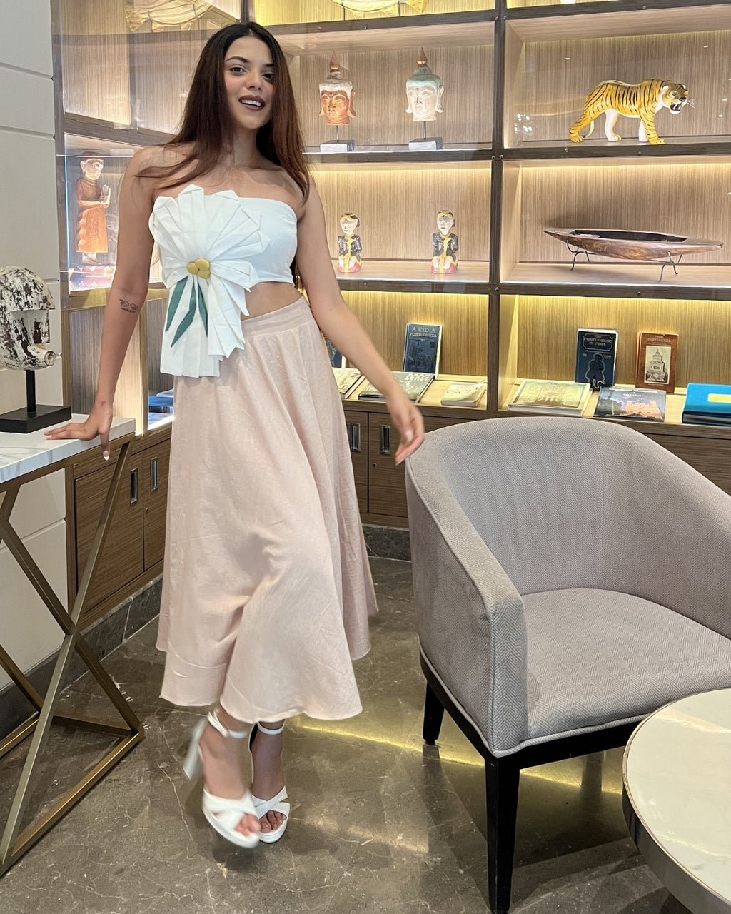 Flared A-line midi skirt