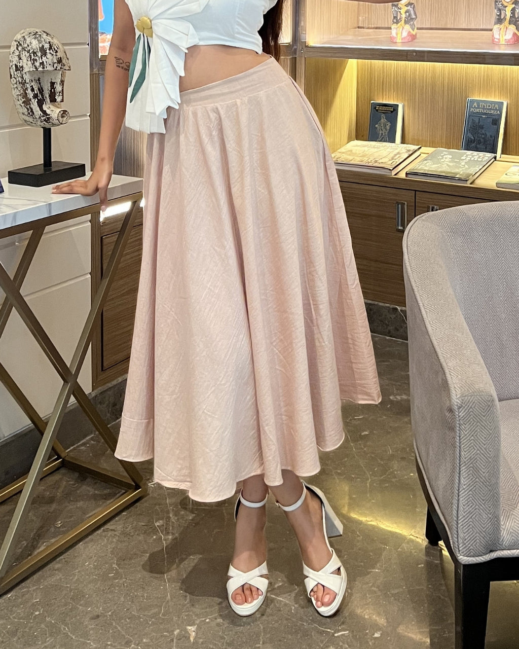 Flared A-line midi skirt