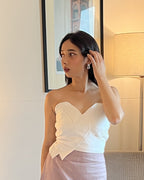 Sweetheart Neck Cotton Satin white Tube Top