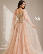 Blush Embroidered Corset Top & Flared Skirt Set