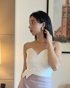 Sweetheart Neck Cotton Satin white Tube Top