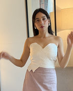 Sweetheart Neck Cotton Satin white Tube Top