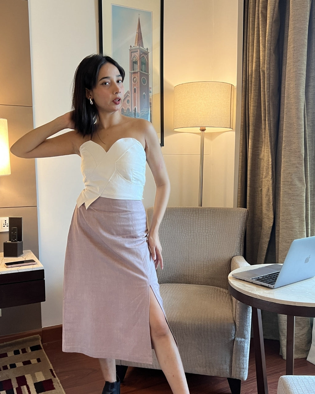 Sweetheart Neck Cotton Satin white Tube Top