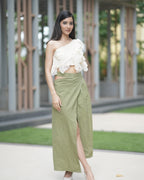 One Shoulder Ruffle yellow Crop top