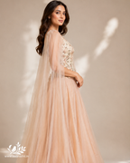 Blush Embroidered Corset Top & Flared Skirt Set