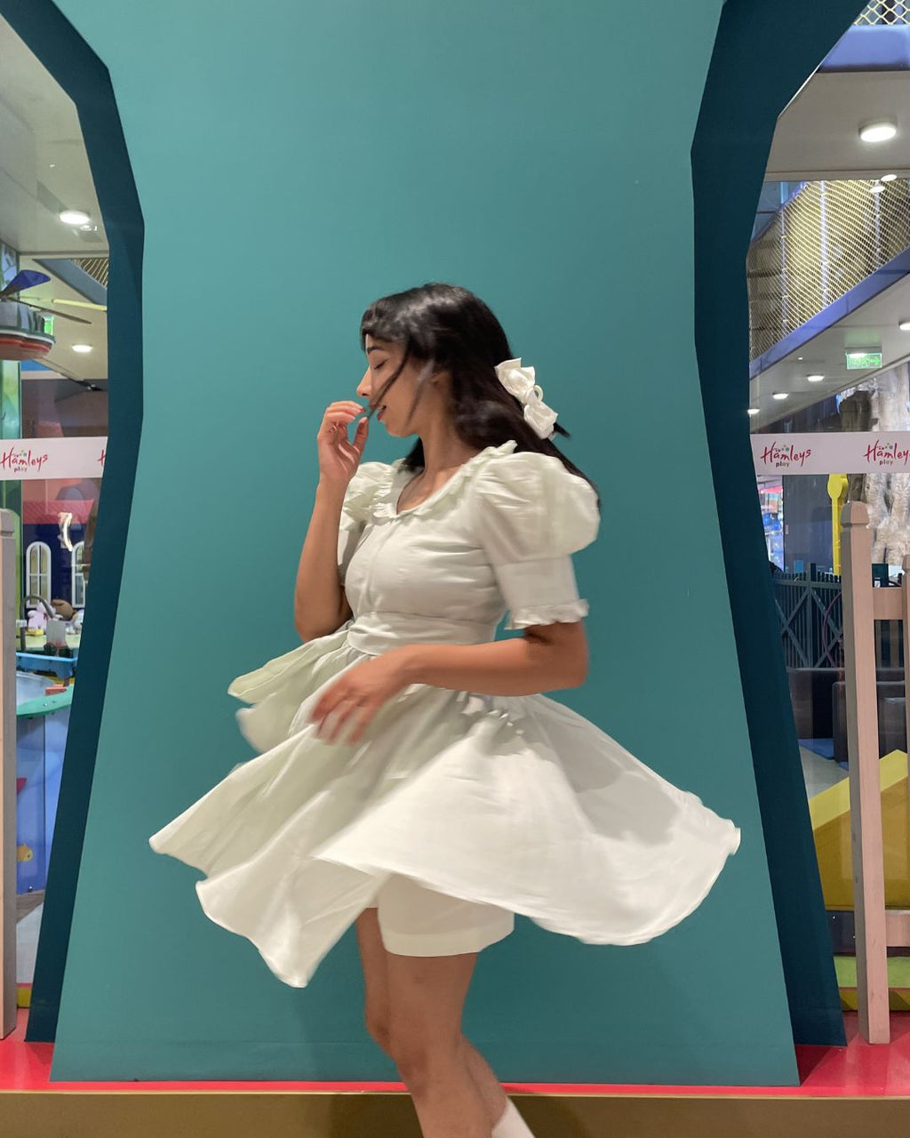 Light Green Vintage Cotton Mini Dress