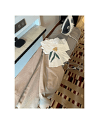 White 3D Floral Tube Top with Long Khadi Skirt