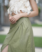 One Shoulder Ruffle yellow Crop top
