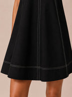 Black V-Neck A-Line Mini Dress