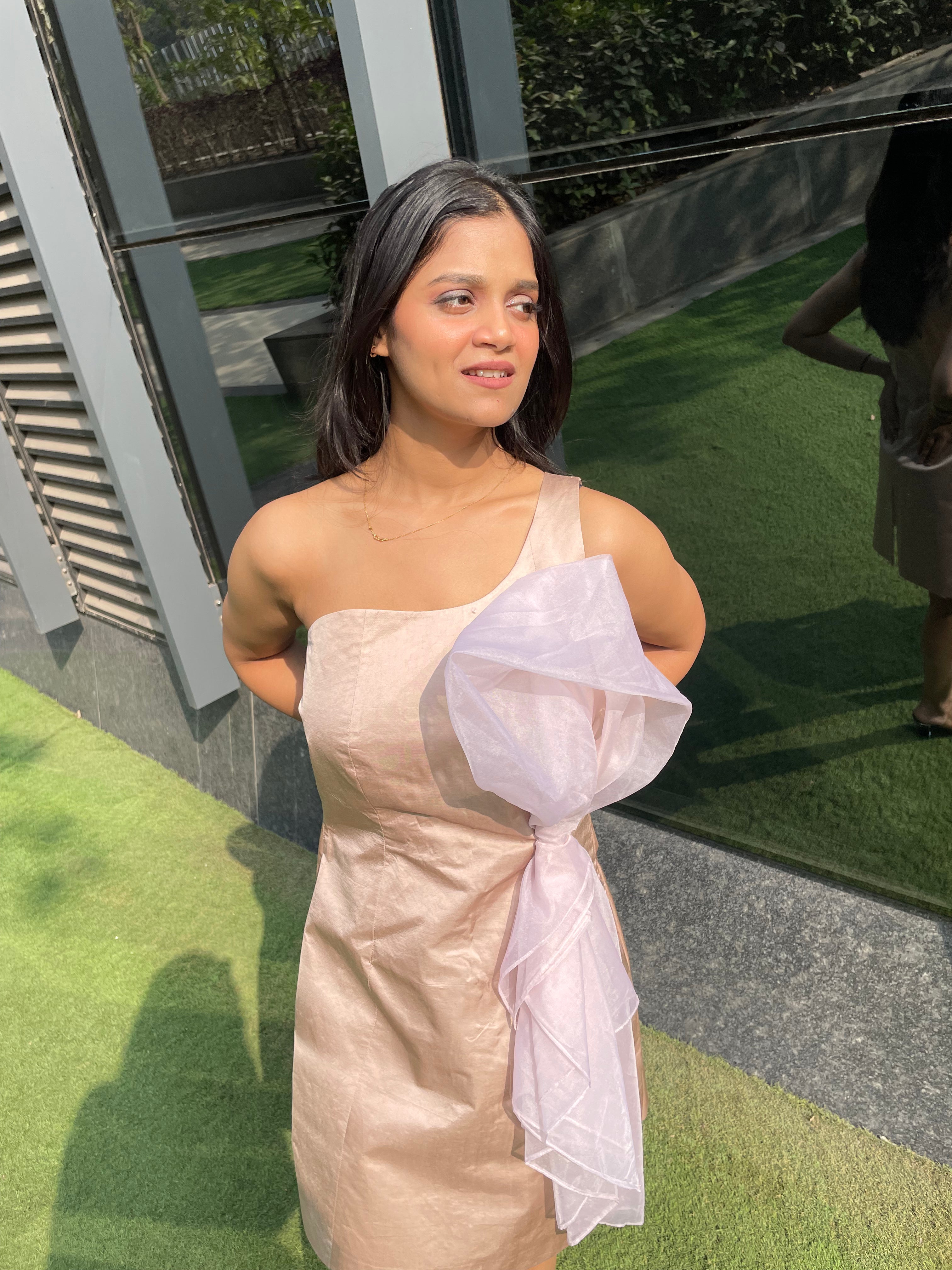 Blush Party Wear One-Shoulder Dress