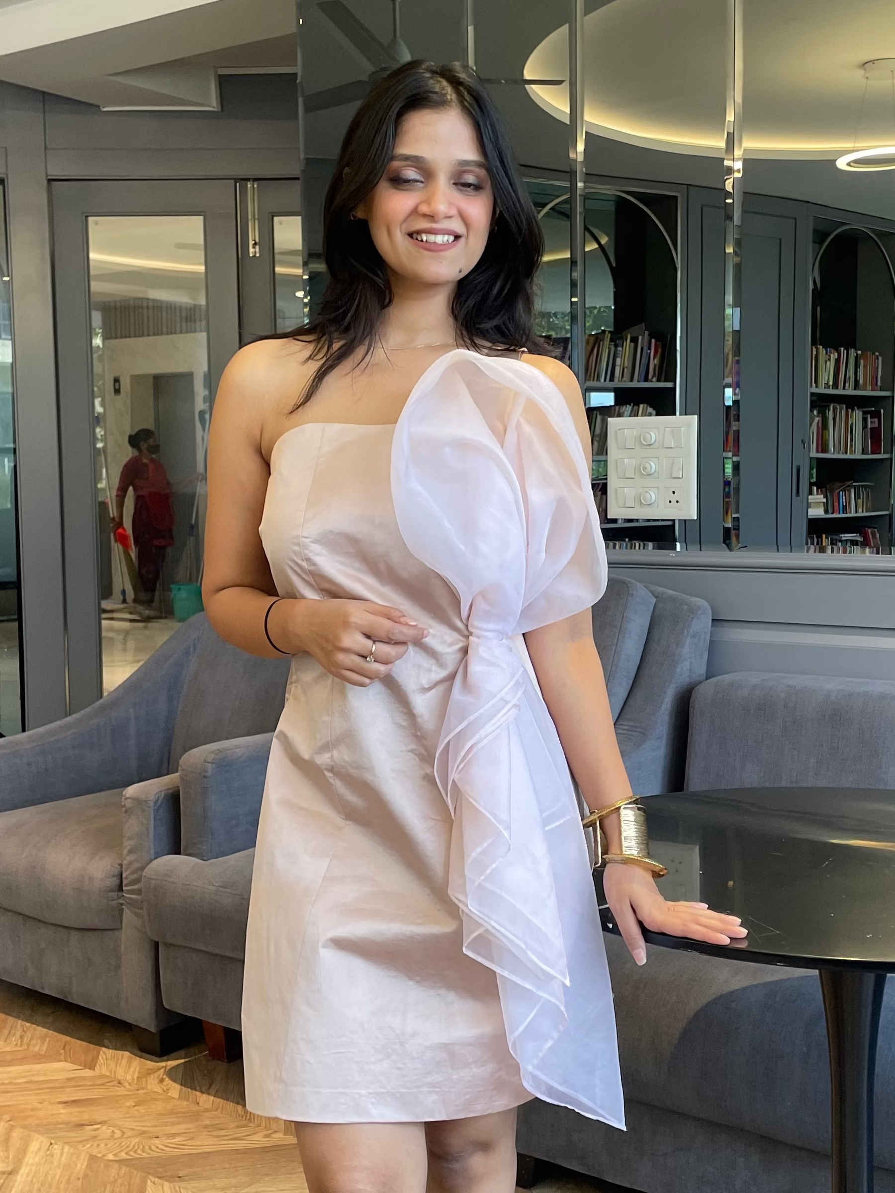 Blush Party Wear One-Shoulder Dress