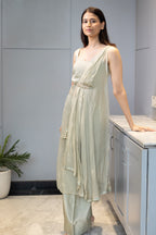 Sage Drape - Mint Indo-western Kurta Set