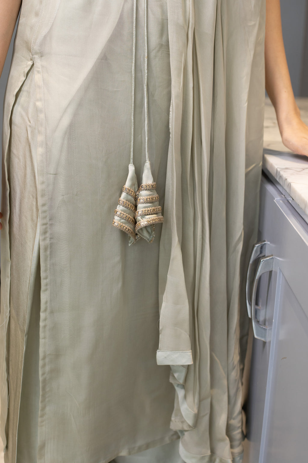 Sage Drape - Mint Indo-western Kurta Set