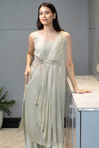 Sage Drape - Mint Indo-western Kurta Set