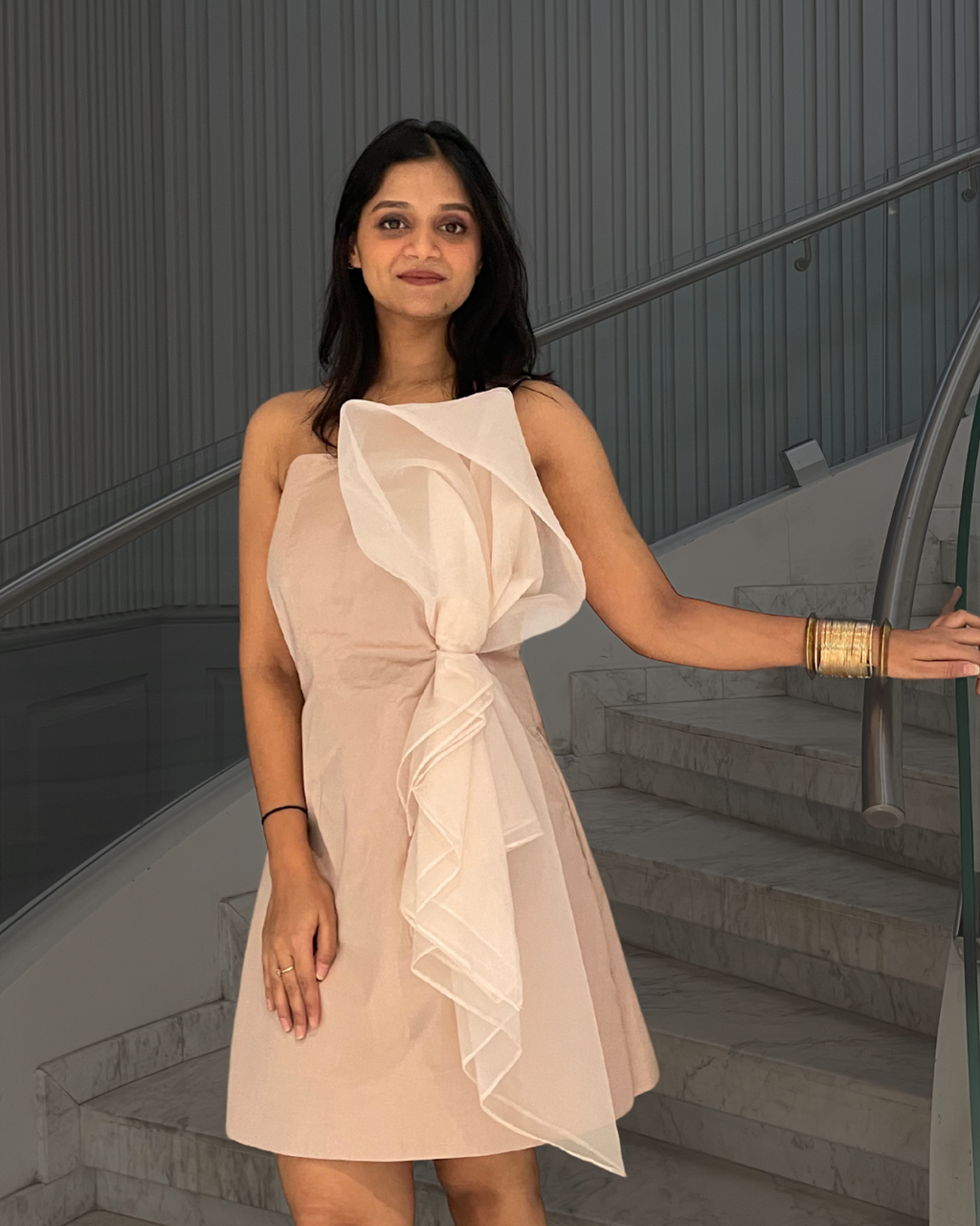 Blush Party Wear One-Shoulder Dress