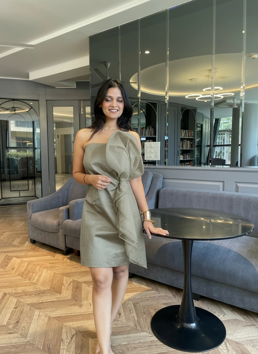 Blush Party Wear One-Shoulder Dress