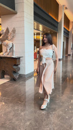 White 3D Floral Tube Top with Long Khadi Skirt